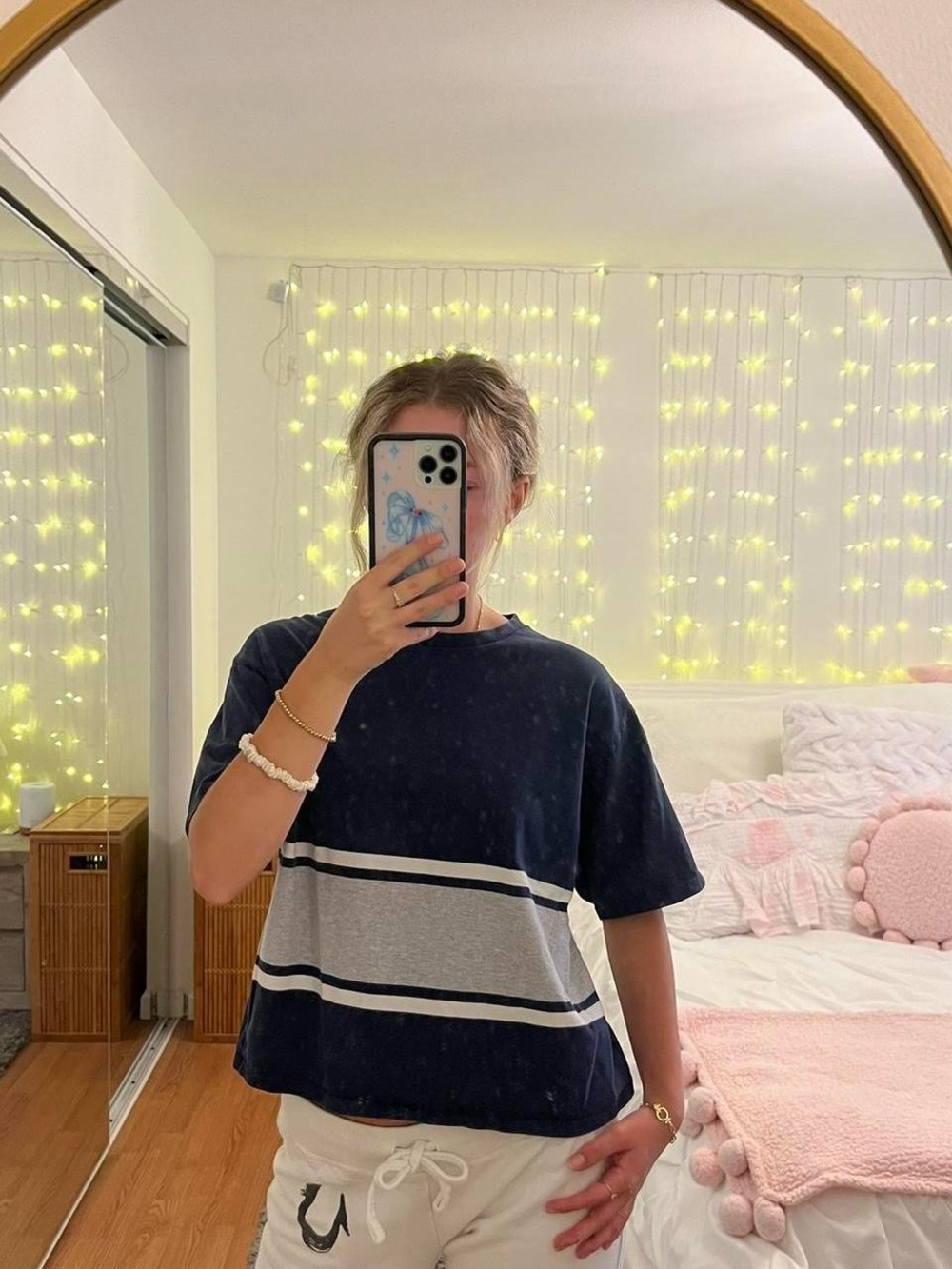 Women's Navy Striped Casual Tee